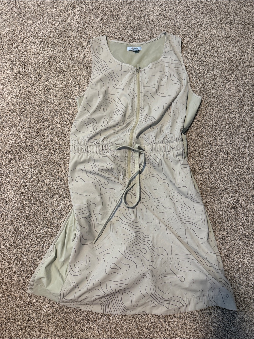 Sleeveless light Sage Drawstring Zip-Front Mini Dress